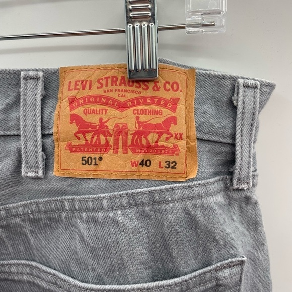Levis 501 grey button fly straight leg denim jean - Picture 3 of 4